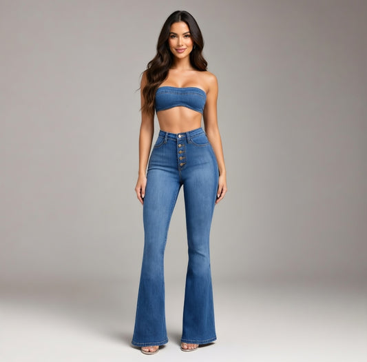 Verano Muse™ Jeans de mujer de tiro alto y pierna ancha estilo explosivo
