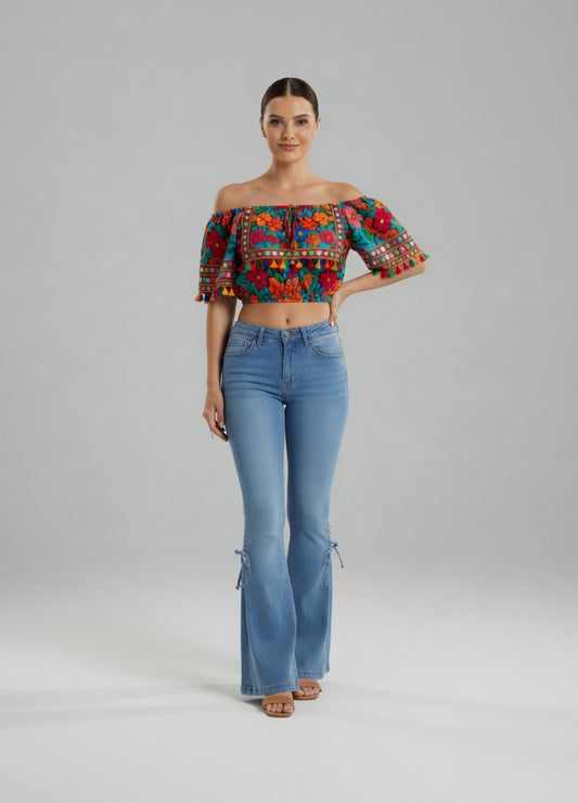 Vaqueros de mujer tiro medio, pantalones vaqueros elásticos